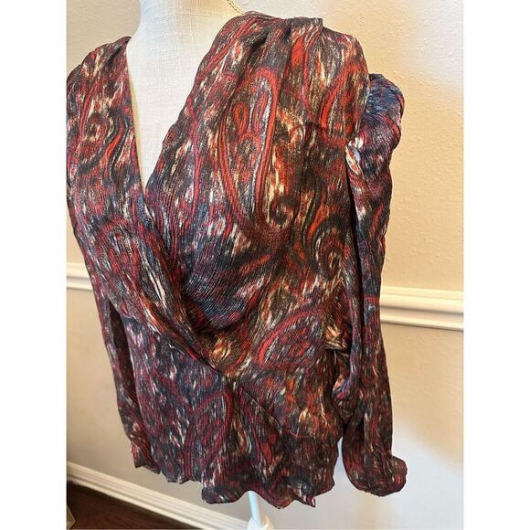 IRO Paris Center-Twist Paisley Silk Blouson Top Size 44 Large - Picture 4 of 11